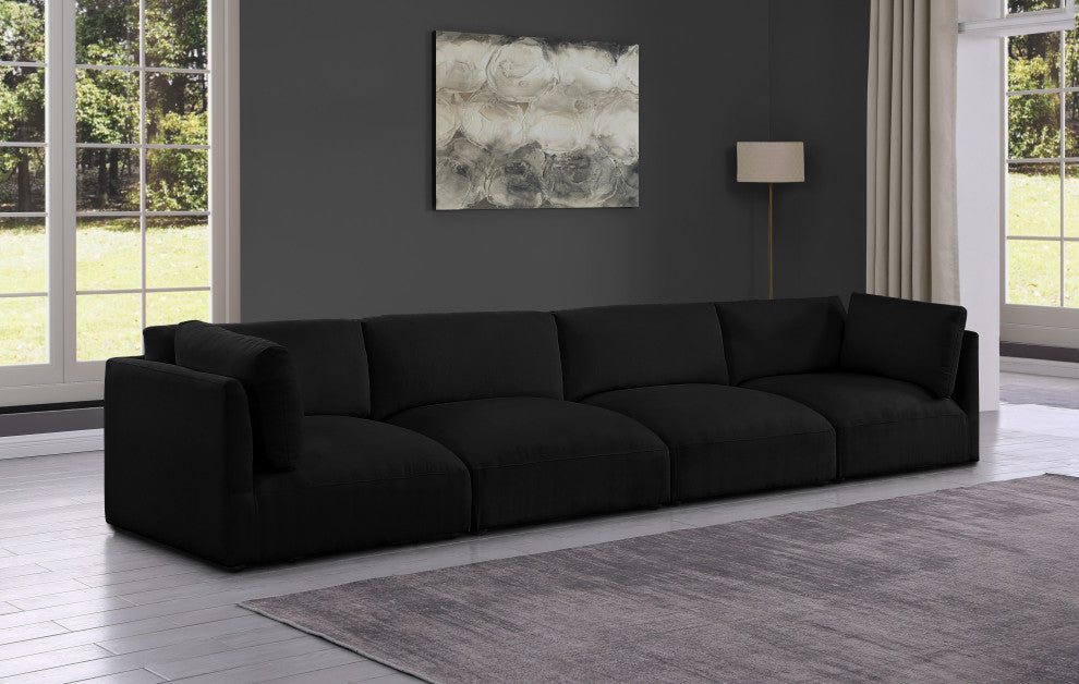 Ease Fabric Upholstered Modular Sofa, Black