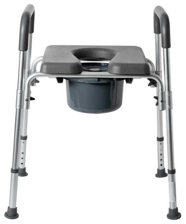 Hercules Shower Commode Chair with Safety Rail, Height Adjustable Frame, Gray