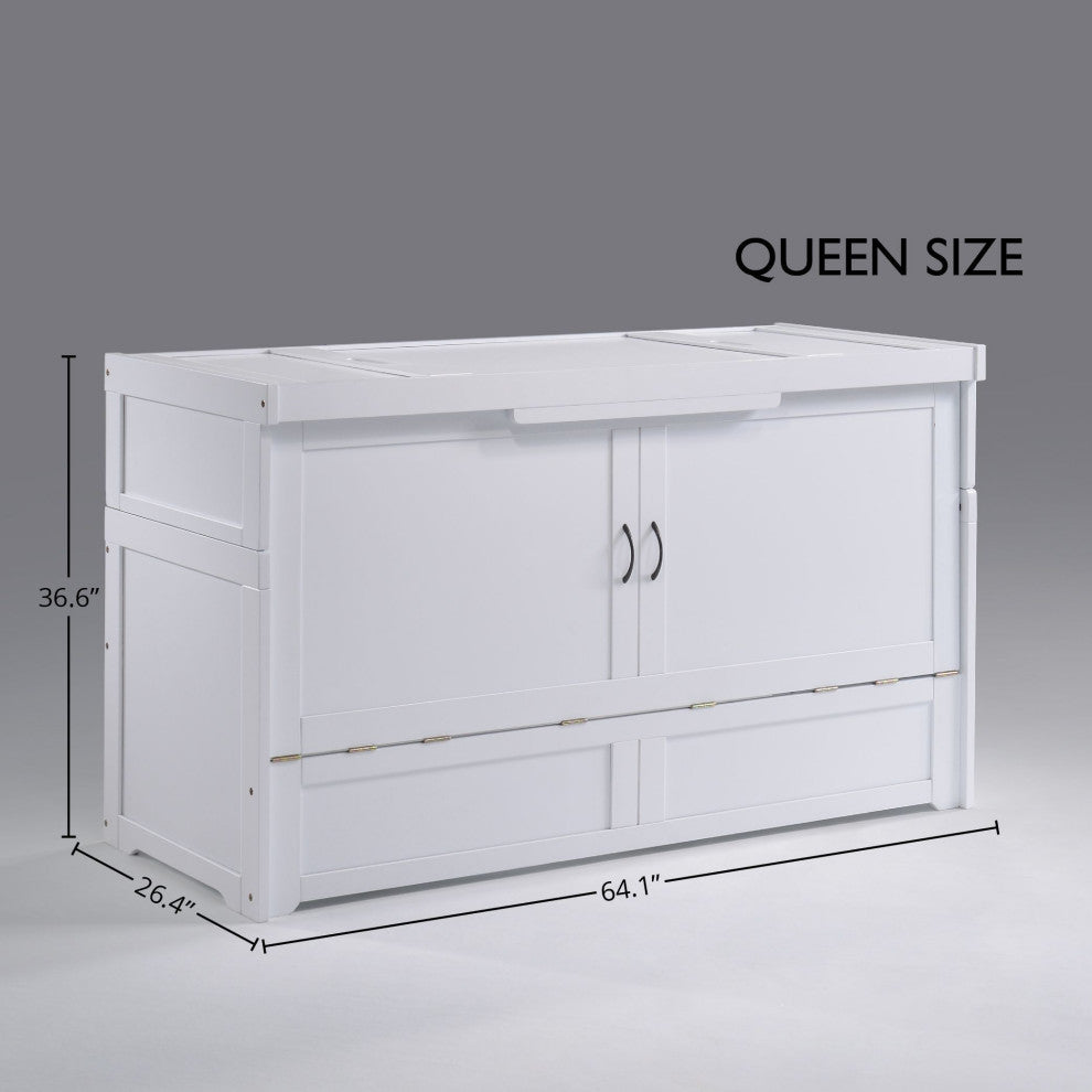 Cube Queen Size Murphy Bed Cabinet, White