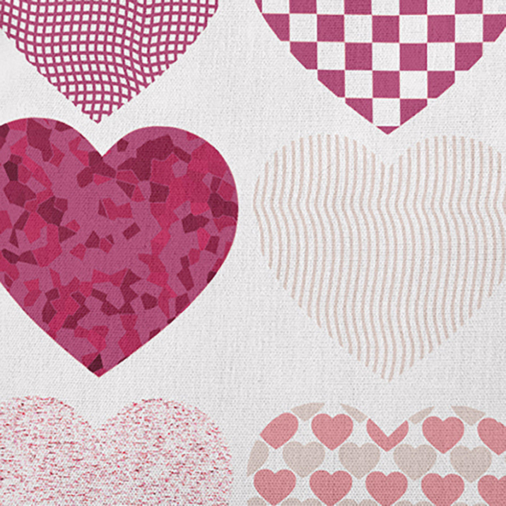 Patterned Hearts Decorative Throw Pillow, Pink, 18"x18"