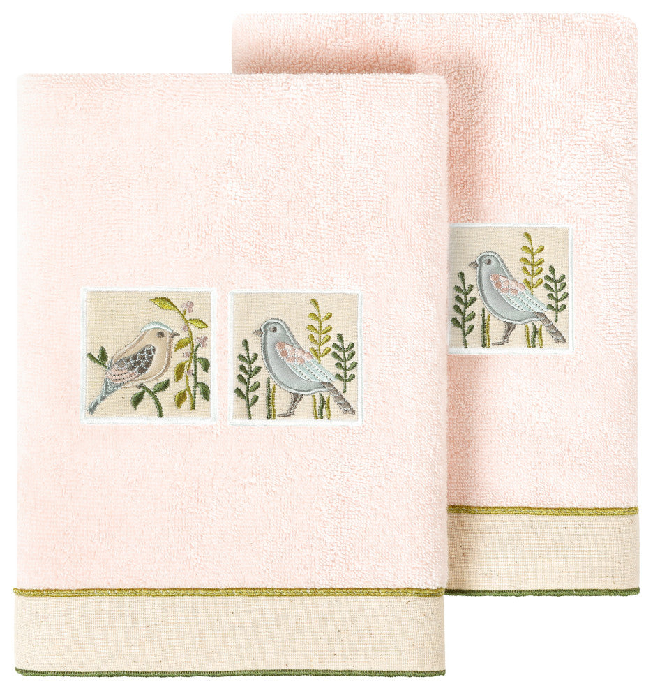 Linum Home Textiles 100% Turkish Cotton BELINDA 2PC Embellished Hand Towel Set
