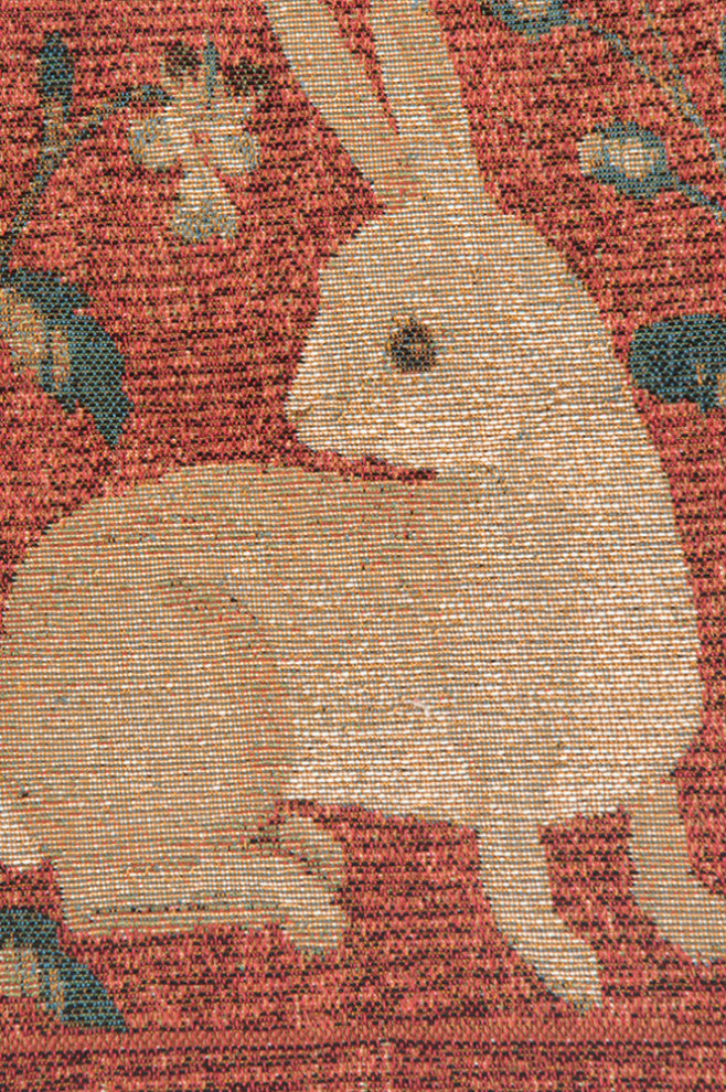 Sitting Rabbit in Red European Cushion Cover