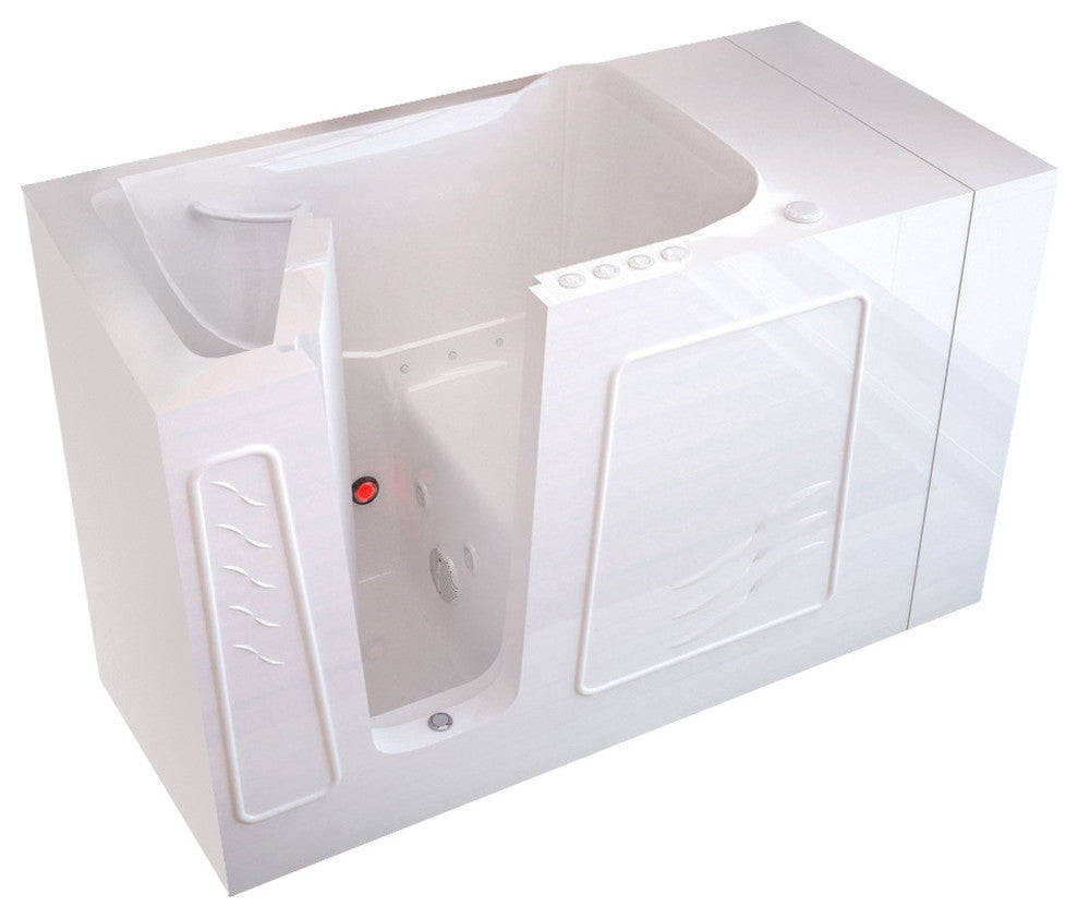 MediTub Walk-In 30x53 Left Drain Biscuit Whirlpool & Air Jetted Tub, White, Left