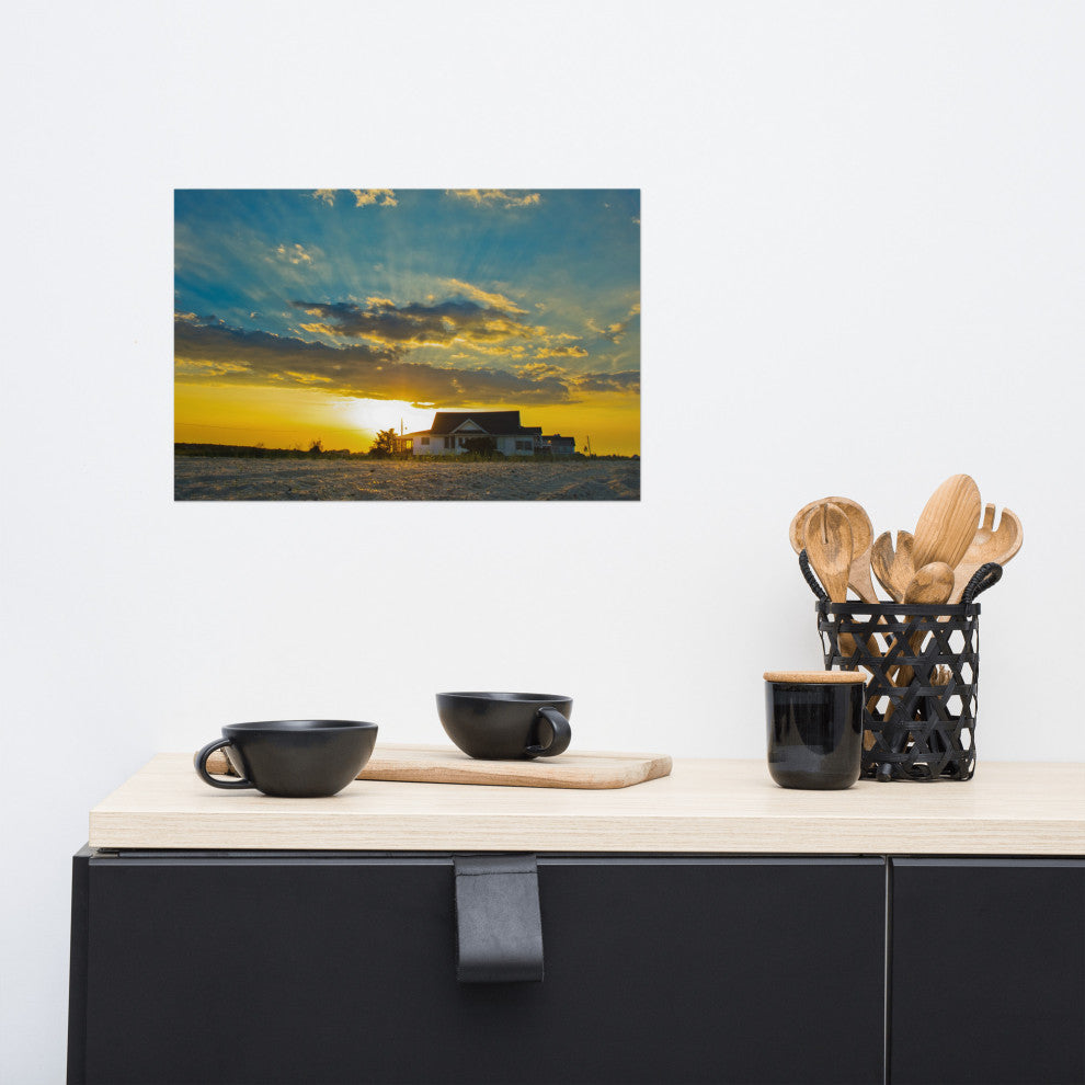 Sunset at Bowers Landscape Photo, Coastal Unframed Wall Art Print, 12" X 18"