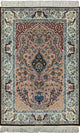 Signed Authentic Persian Isfahan Handmade Wool and Silk Area Rug, 4'x6'