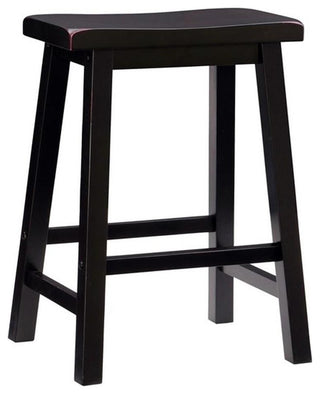 Bowery Hill 24" Transitional Wood Backless Saddle Seat Counter Stool in Black