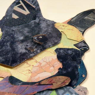 Boston Terrier Dog Dimensional Handmade Collage Wall Art Framed Under Glass