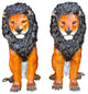 Pair Of Colored Standing Lions Made of Bronze Statue Size: 29" x 44" x 41"H