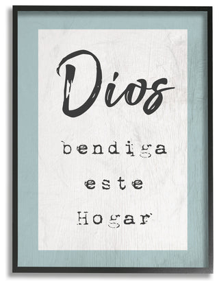 Stupell Industries Blue and White Dios Bendiga Este Hogar Spanish, 11 x 14