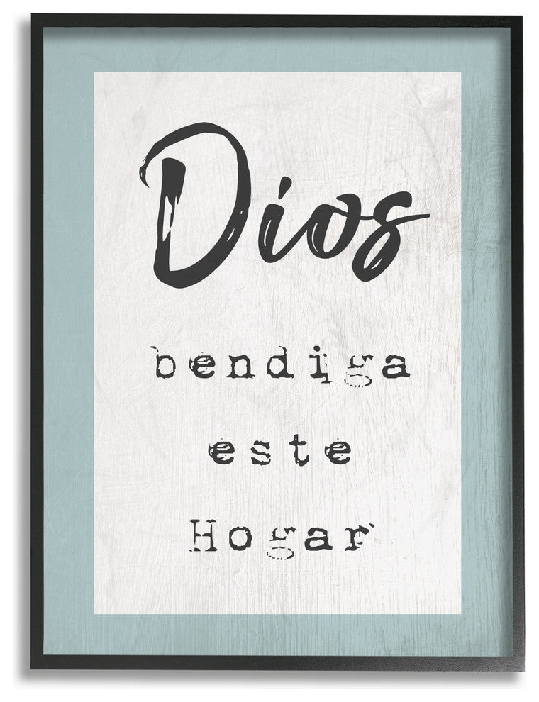 Stupell Industries Blue and White Dios Bendiga Este Hogar Spanish, 11 x 14
