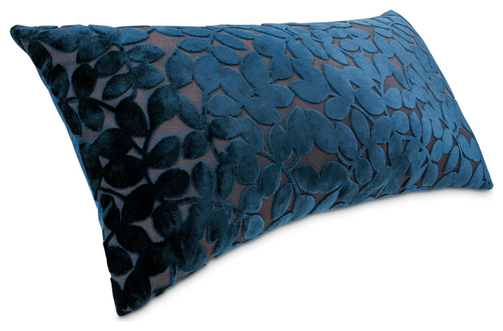 Blue My Mind Larkin 13"x24" Velvet Oblong Pillow, Set of 2, Sapphire