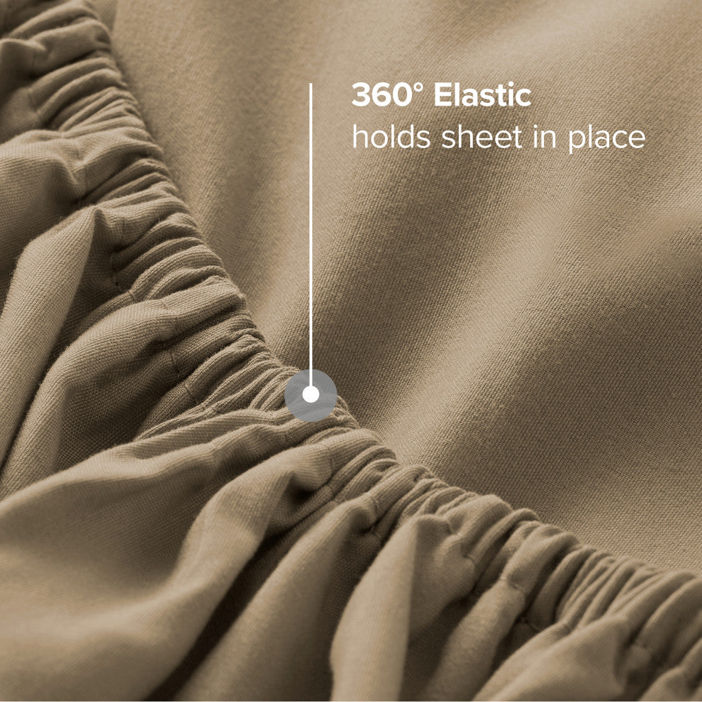 Bare Home Microfiber Fitted Sheet Deep Pocket, Taupe, Full