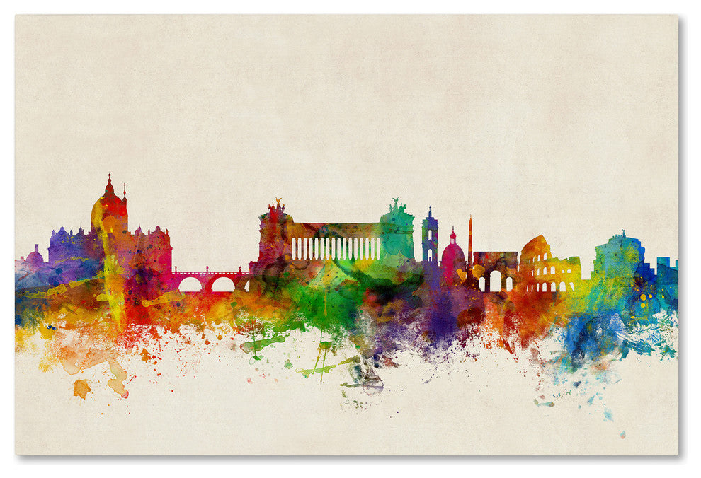 Michael Tompsett ''Rome Italy Skyline Beige'' Canvas Art, 12x19