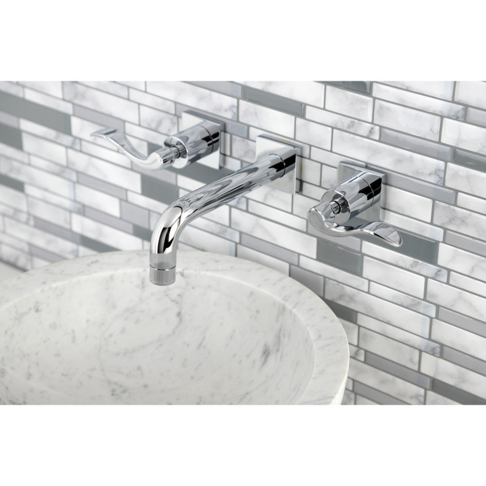 Kingston Brass KS6121DFL Two-Handle Wall Mount Bathroom Faucet, Polished Chrome
