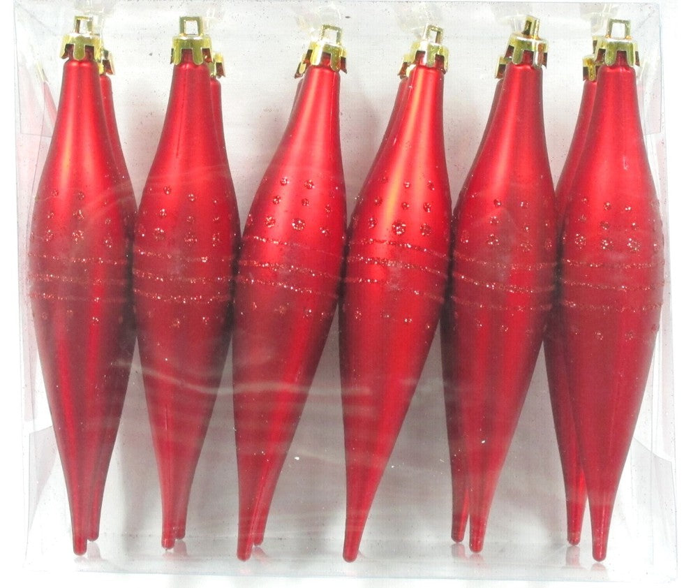 Red Finial Ornament With Dot Design 12-Pack