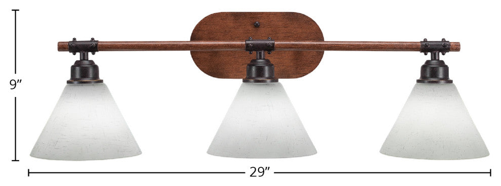 Blacksmith 3-Light Bath Bar, White Muslin
