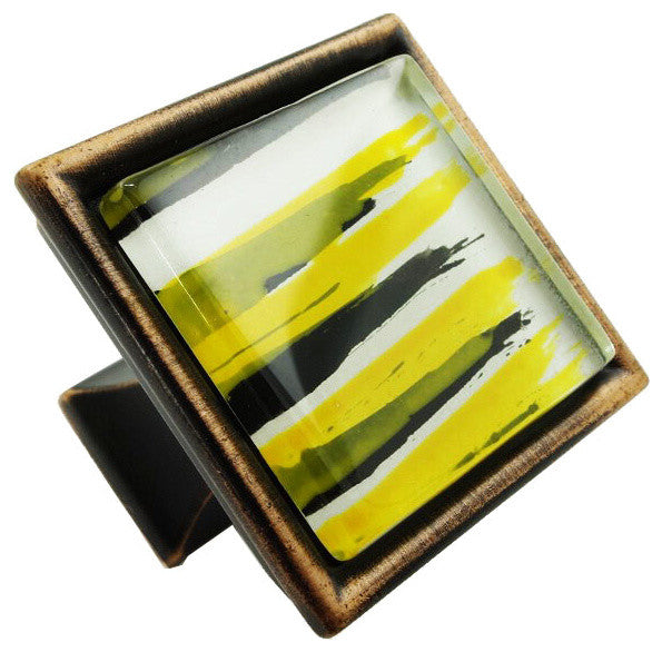 Hand Brushed Gold Rush Crystal Glass Oil Rubbed Bronze Madison Classic Knob