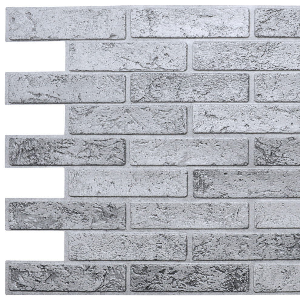 Silver Brick 3D Wall Panels, Set of 5, Covers 26 Sq Ft