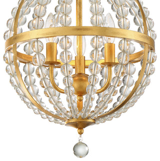 Crystorama ROX-A9003-GA, 3-Light Chandelier, Antique Gold