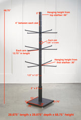 4 Sided Black Garment Rack with 12 Arms