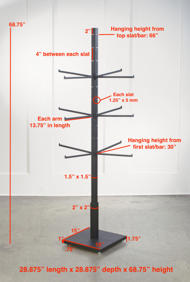 4 Sided Black Garment Rack with 12 Arms
