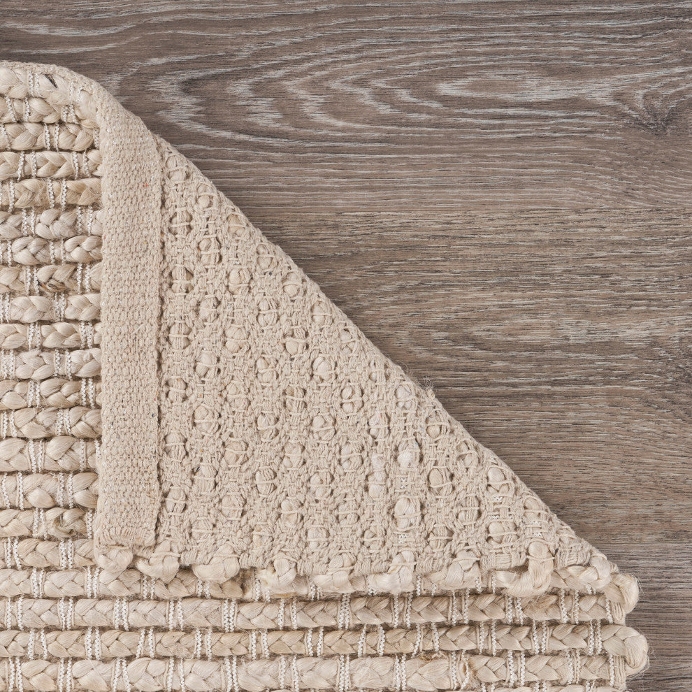 Contemporary Organic Jute Area Rug, Ivory, 9"x12"