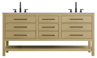 Home Living 72" Double Bathroom Vanity, Honey Brown