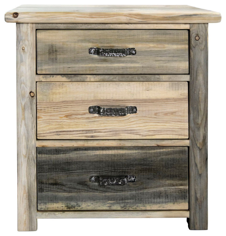 Big Sky Collection Rugged Sawn 3 Drawer Chest of Drawers, Natural