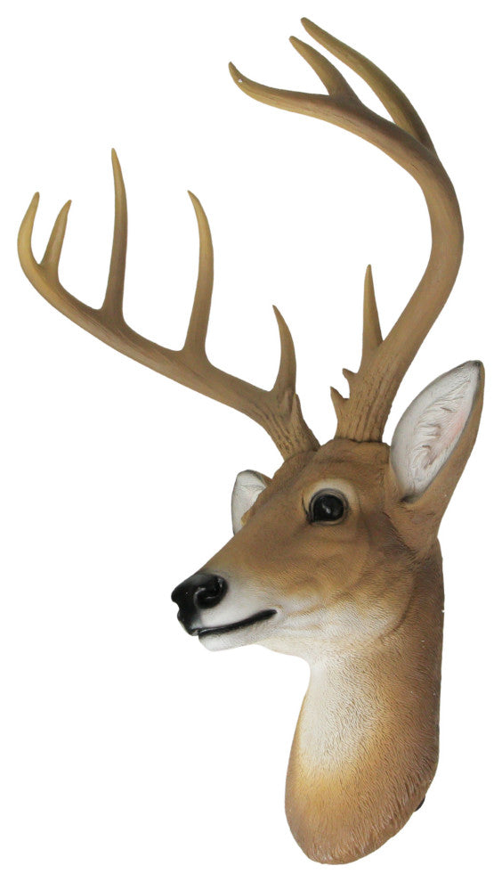 12 Point Buck Deer Head Bust Wall Hanging