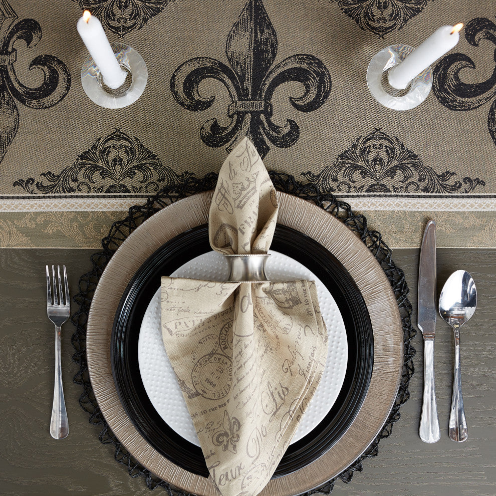 Fleur De Lis Stripe Jacquard Table Runner