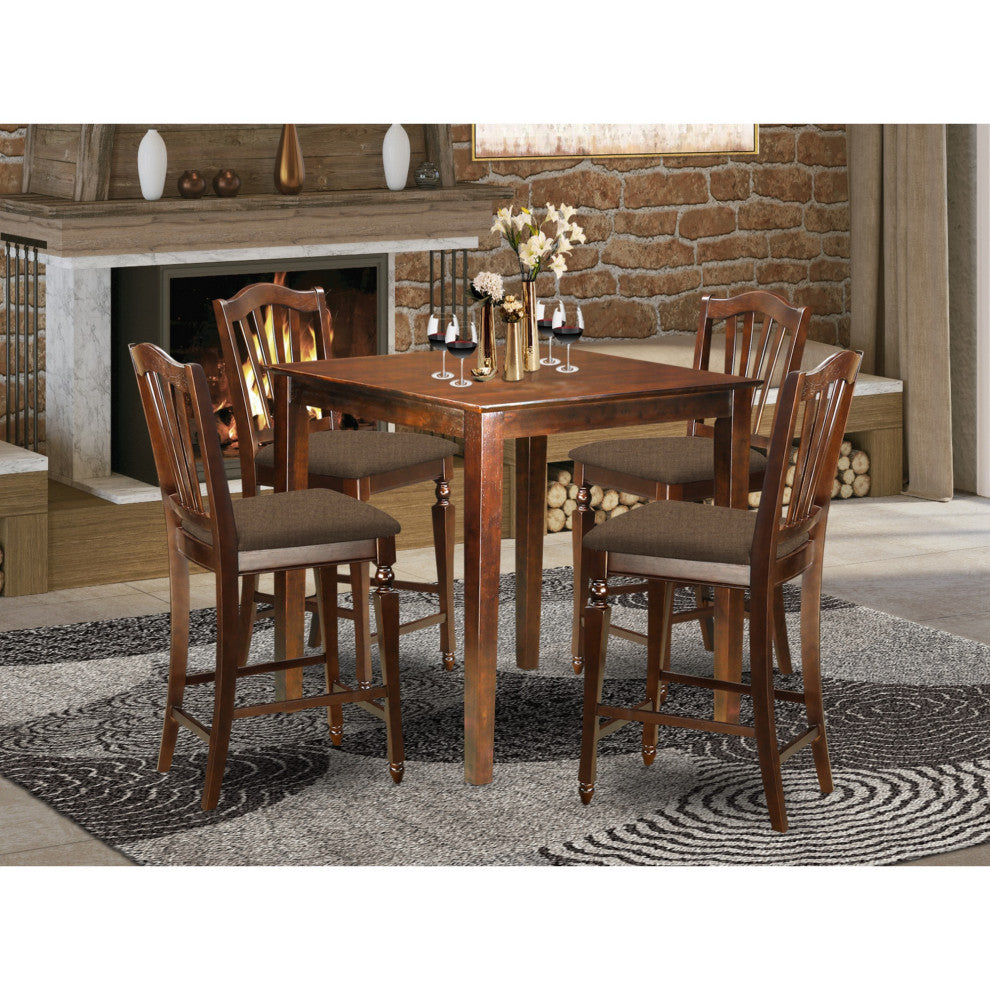 Vnch5-Mah-C 5-Piece Counter Height Set-Pub Table And 4 Kitchen Chairs