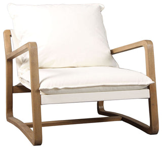 Oak Frame & White Cotton Chair