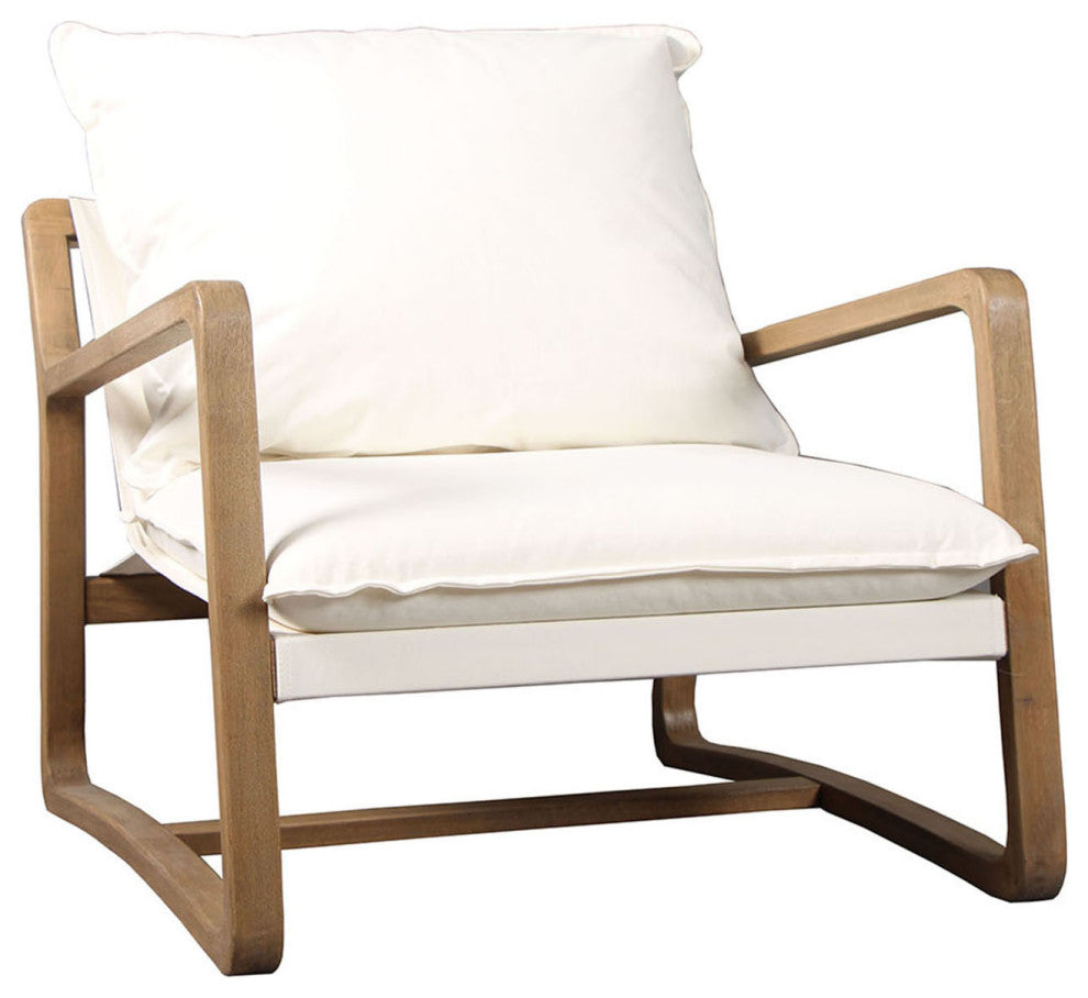 Oak Frame & White Cotton Chair