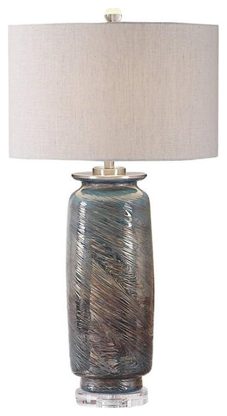 Uttermost Olesya Swirl Glass Iron and Crystal Table Lamp in Ocean Blue
