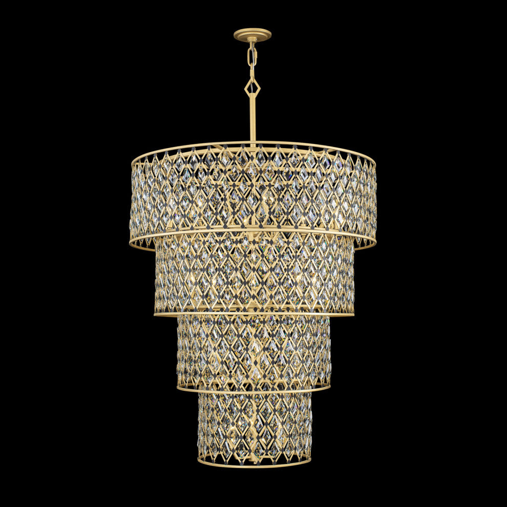 Windsor 21-Lt 4-Tier Crystal Chandelier - French Gold/Matte Black