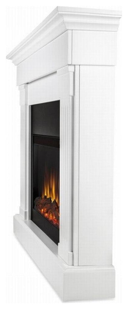 Real Flame Modern Wood Crawford Electric Slim Line Fireplace in White