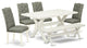 6-Piece Set, Smoke, Seat Chairs, Bench and Table, Linen White