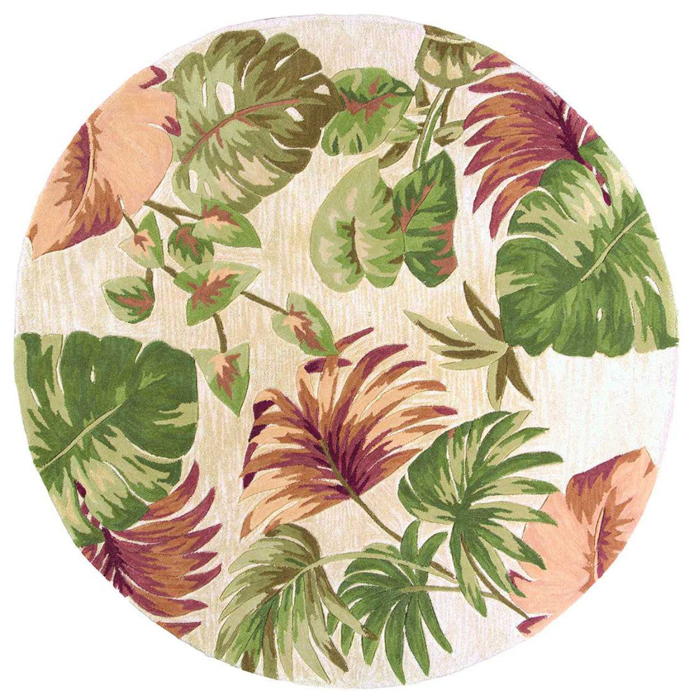 HomeRoots 7' Round Wool Beige Area Rug