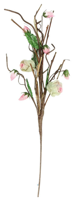33" Brown Cream and Pink Decorative Spring Floral Artificial Pick