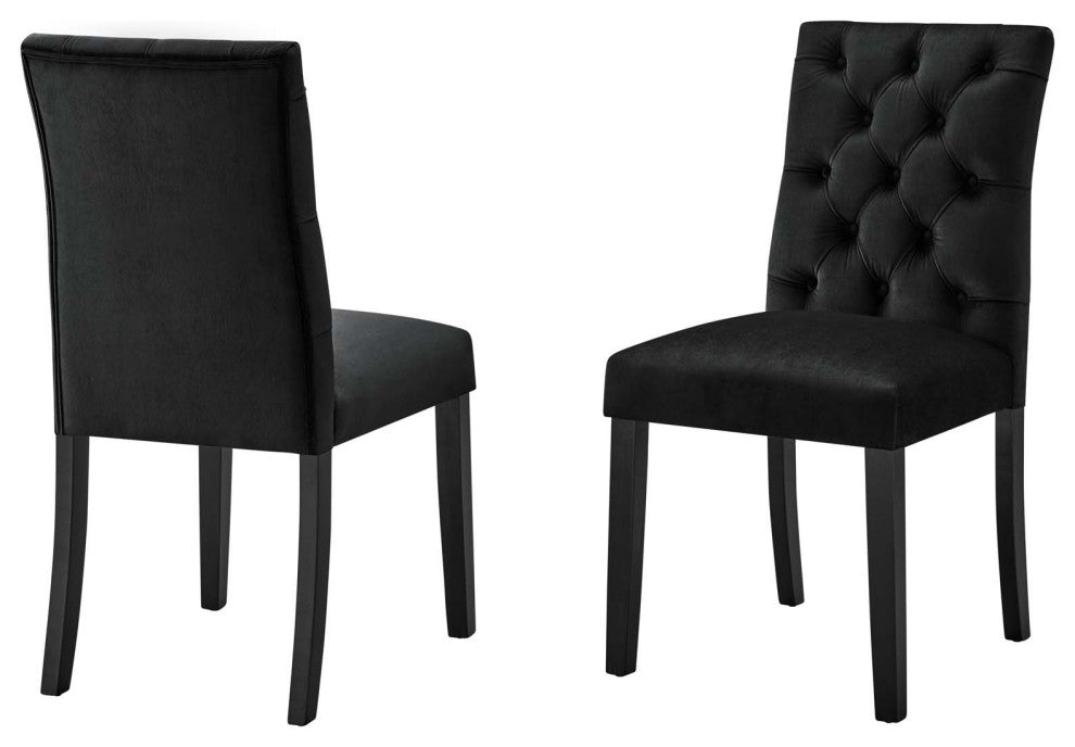 Side Dining Chair, Set of 2, Black, Velvet, Modern, Cafe Bistro Hospitality