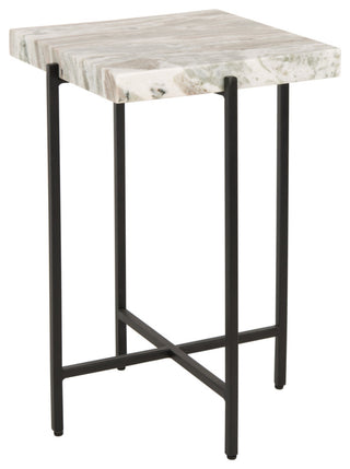 Safavieh Tenzin Stone Top Accent Table, Multi Grey/Black