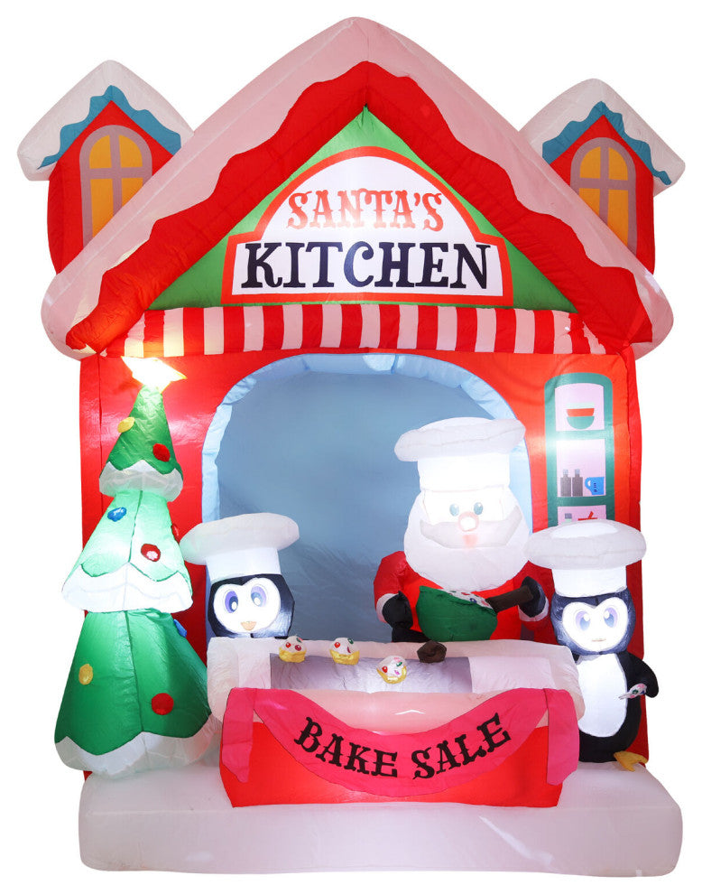 7-Ft. Tall Pre-Lit Inflatable Santa's Kitchen