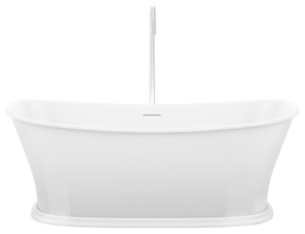 Cloud 01 - 62 x 30 Freestanding Soaking Solid Surface Bathtub, Matte White