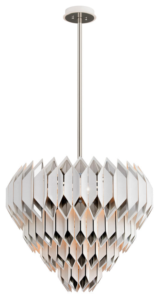 Haiku, 13-Light Pendant, White With Polished Stainless Accents Finish, White