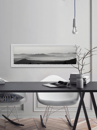 "Foggy Mountains" Framed Painting Print, 30x10