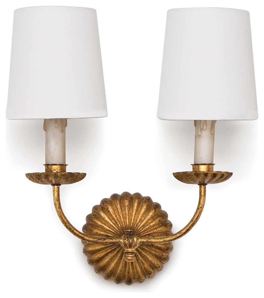 Clove Sconce Double (Antique Gold Leaf)