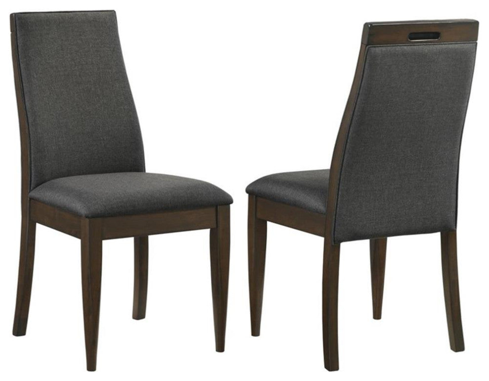 Pemberly Row Fabric Upholstered Side Chair Gray and Dark Walnut