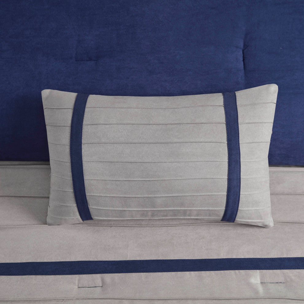 Madison Park Palmer Vera Microsuede 7-Piece Comforter Set, Blue
