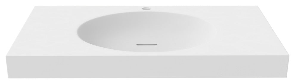 CastelloUSA Darleen Solid Surface Wall Mount Bathroom Sink, White, 36"