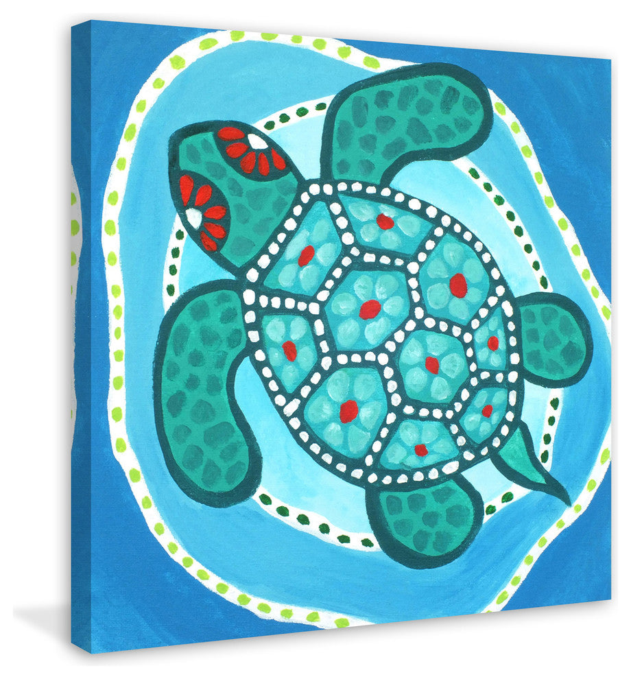 Marmont Hill, "Funky Turtle" by Nicola Joyner Painting on Wrapped Canvas, 18x18
